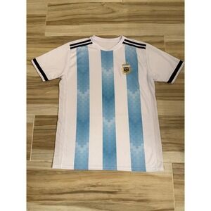 Argentina National Team Soccer Jersey AFA Light Blue White  Mens Large Replica
